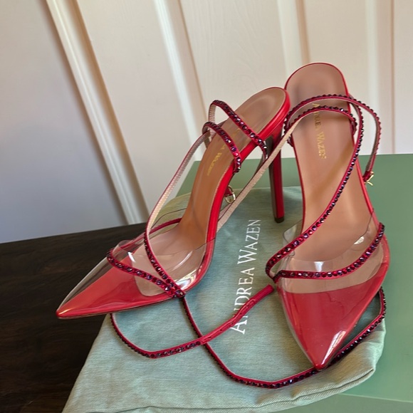 Brand new Andrea Wazen red crystal embellished stilettos - Picture 1 of 8